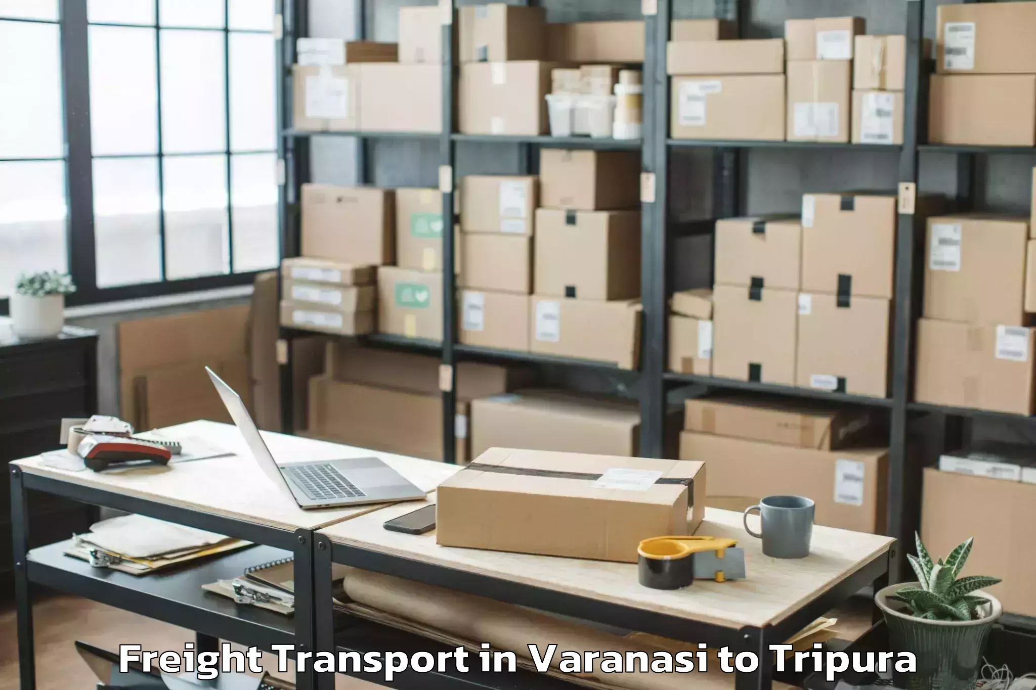 Get Varanasi to Manughat Freight Transport